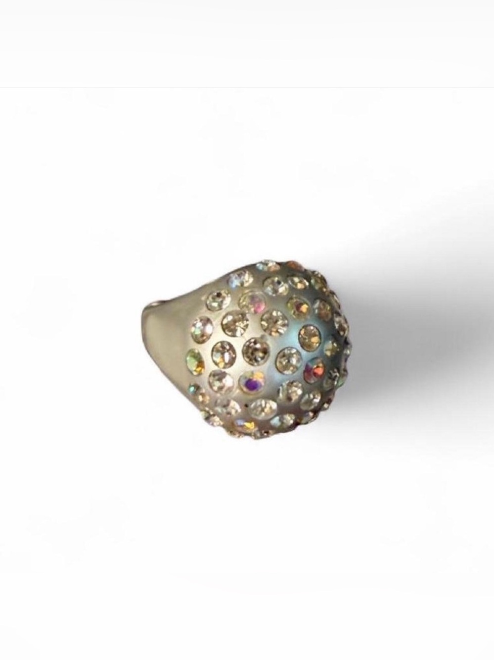 Silver Ring with Rhinestones giving Disco Ball Vibes